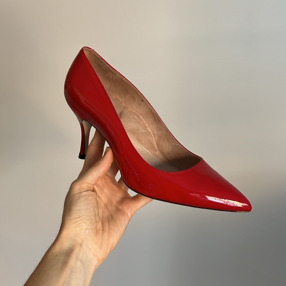 Ally red patent leather pump festive celebrations pointed toe heels 39.5 C wide - Picture 11 of 15